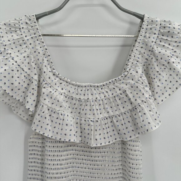 Hill House The Akilah Nap Dress size M Cotton Paisley Print White/Blue Midi - Picture 4 of 10